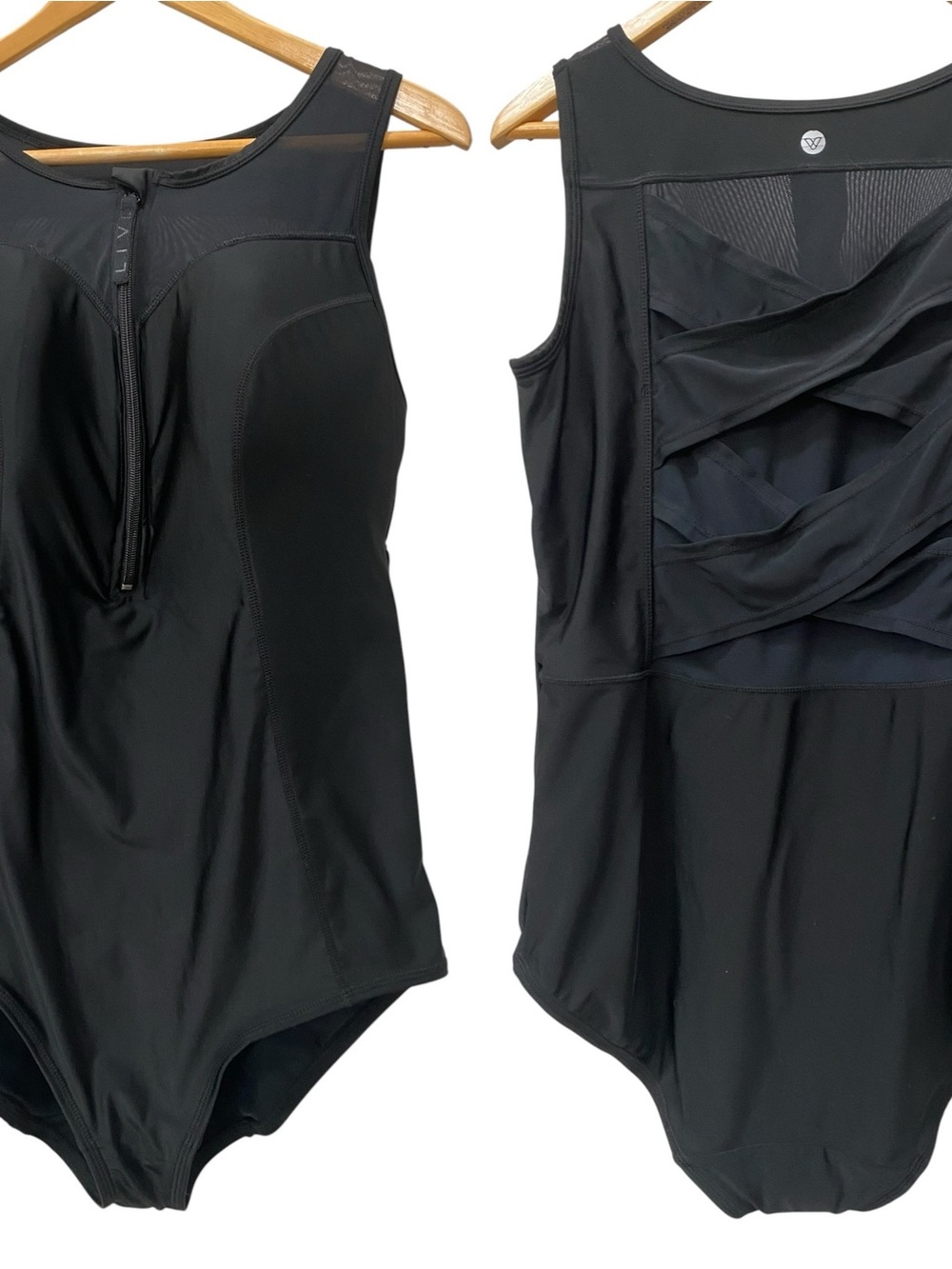 Lane Bryant Livi Active Black Front-Zip One-Piece Swimsuit size 16 1X Swim Suit - Picture 10 of 10
